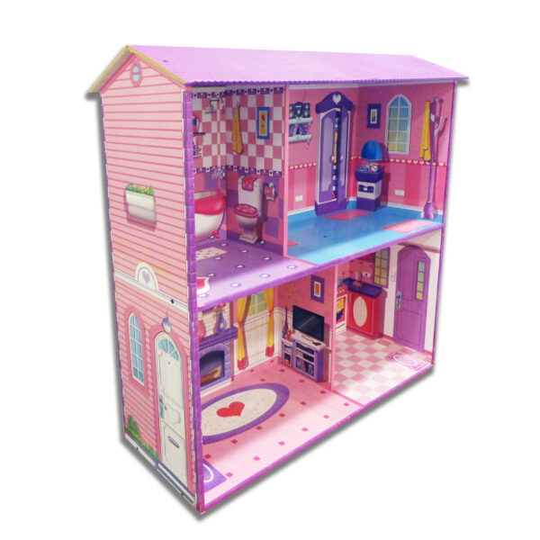 Casa de muñecas de madera con ilustración (Mi casita)